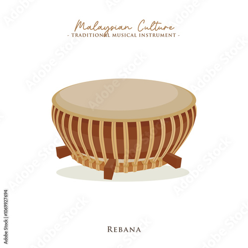 Vector illustration of Malaysian musical instrument called Rebana