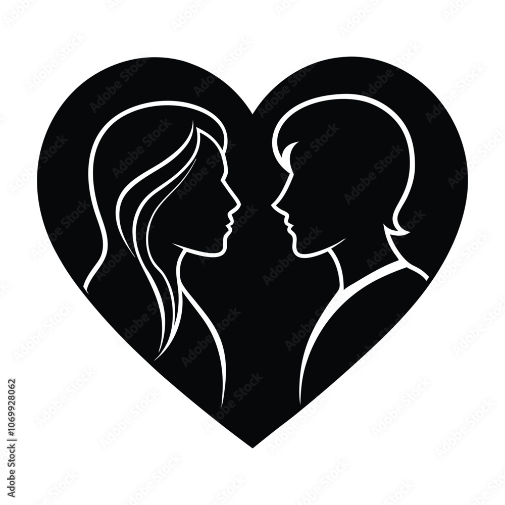 Love shape vector silhouette Drawing outline on white background Love shape vector silhouette Drawing outline on white background