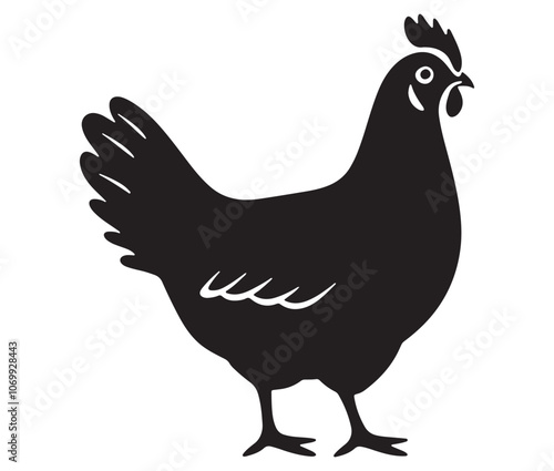 Silhouette of a chicken icon, Hen Silhouette Vector Illustration