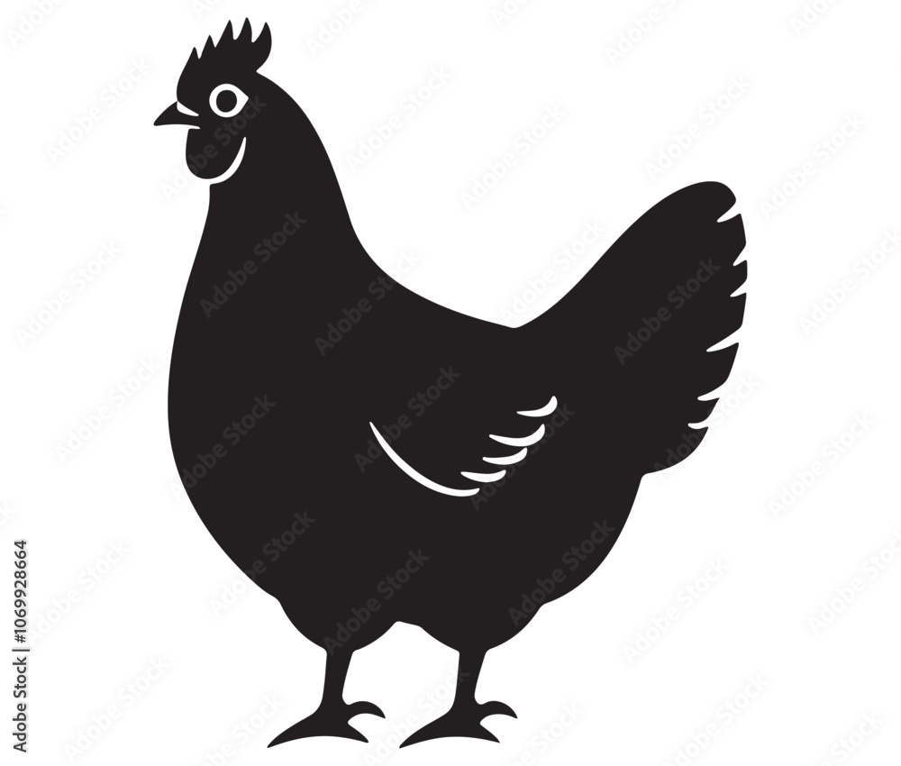 Fototapeta premium Silhouette of a chicken icon, Hen Silhouette Vector Illustration