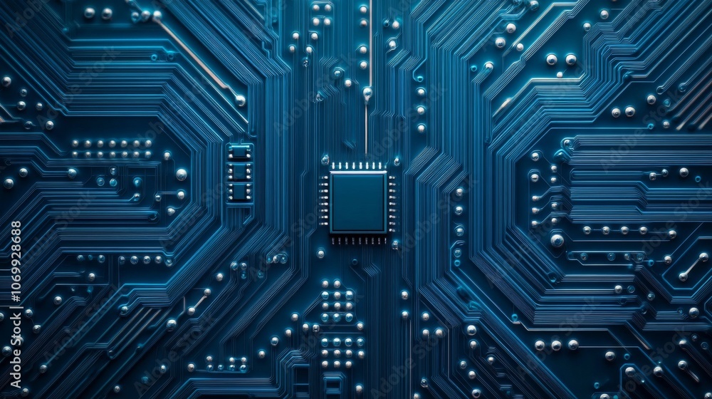 A high-tech close-up of a circuit board showcasing intricate patterns and a central processor, highlighting modern technology. A high-tech close-up of a circuit board showcasing intricate patterns and a central processor, highlighting modern technology.