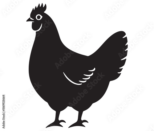 Silhouette of a chicken icon, Hen Silhouette Vector Illustration