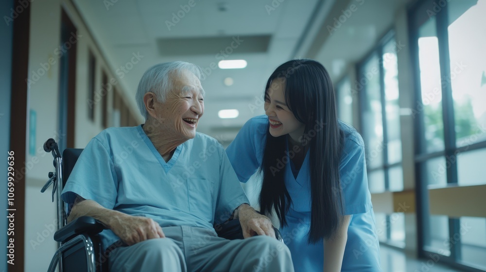 Fototapeta premium The Elderly Man and Caregiver