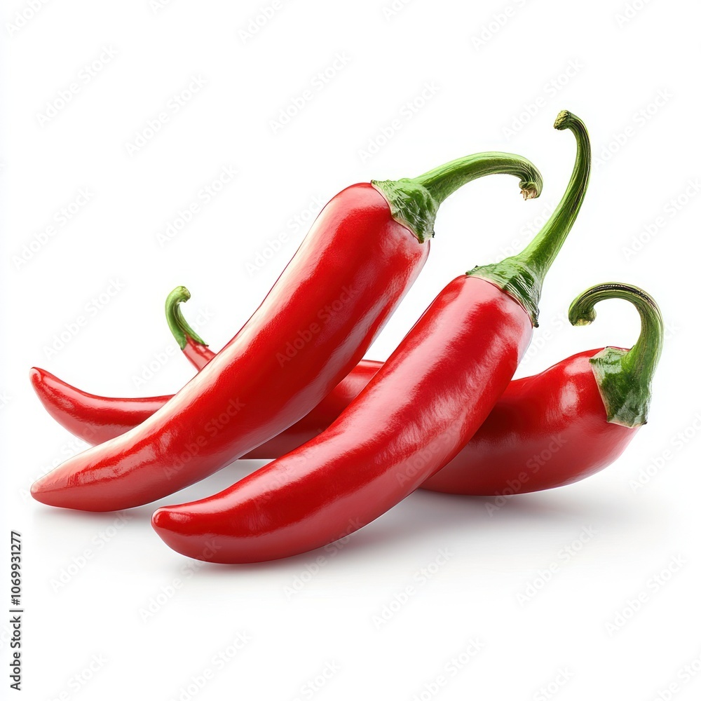 Red Chili Peppers Isolated on White Background Red Chili Peppers Isolated on White Background