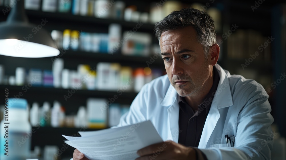 Fototapeta premium The Doctor Reviewing Laboratory Reports