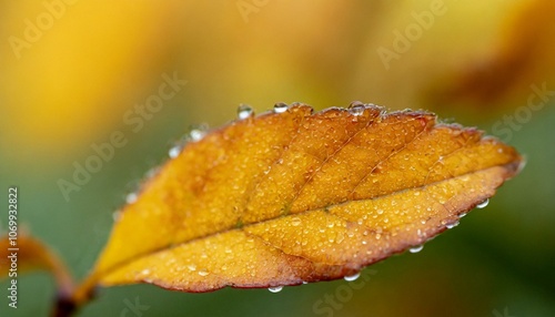 autumn leaf with water drops