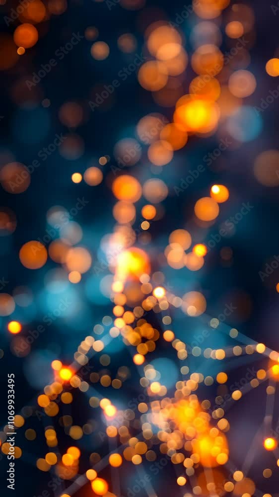 Bright glowing orbs and network patterns in motion Bright glowing orbs and network patterns in motion