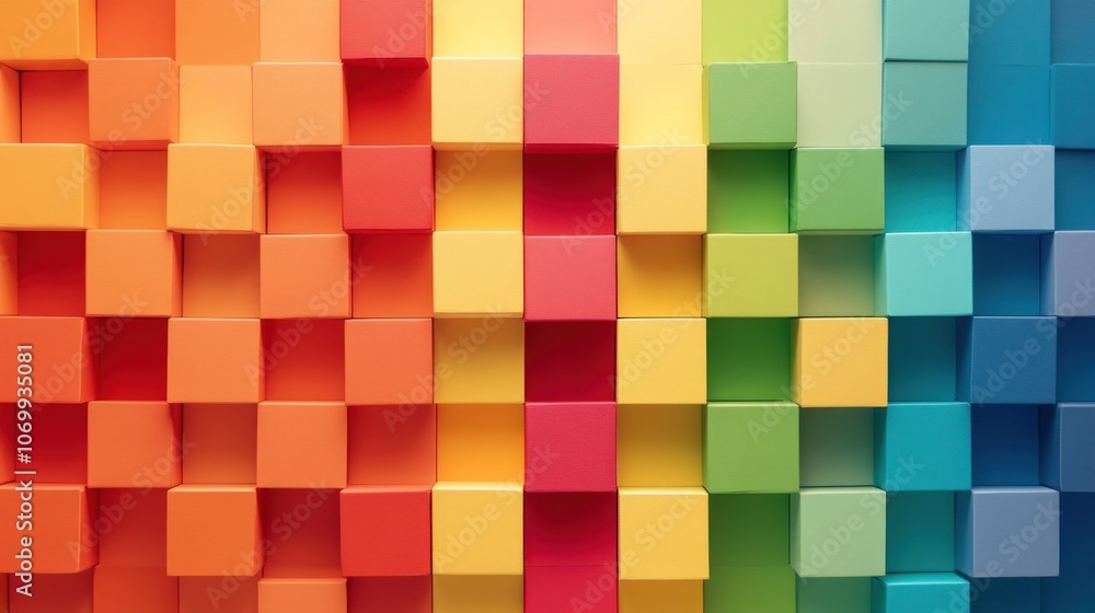 A colorful background of stacked squares in various shades of red, orange, yellow, green, blue and purple. A colorful background of stacked squares in various shades of red, orange, yellow, green, blue and purple.