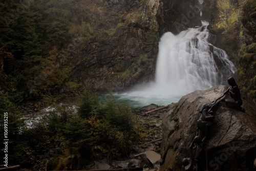 A detail of a waterfall