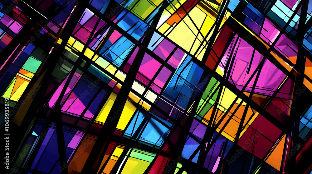 Abstract colorful geometric pattern with black lines. Abstract colorful geometric pattern with black lines.
