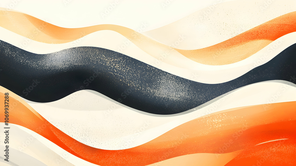 Abstract wavy background with black, orange and white colors. Abstract wavy background with black, orange and white colors.