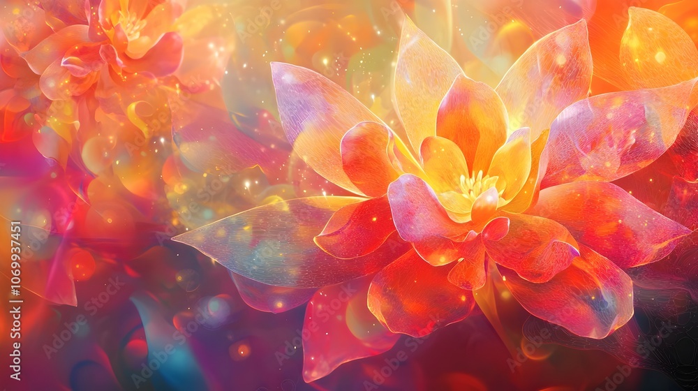 Vibrant Floral Canvas with Glowing Blossoms Vibrant Floral Canvas with Glowing Blossoms