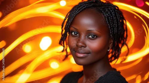 Wallpaper Mural Portrait of a woman against a vibrant light backdrop Torontodigital.ca