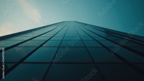 Wallpaper Mural A low-angle view of a tall modern skyscraper against a clear sky. Torontodigital.ca