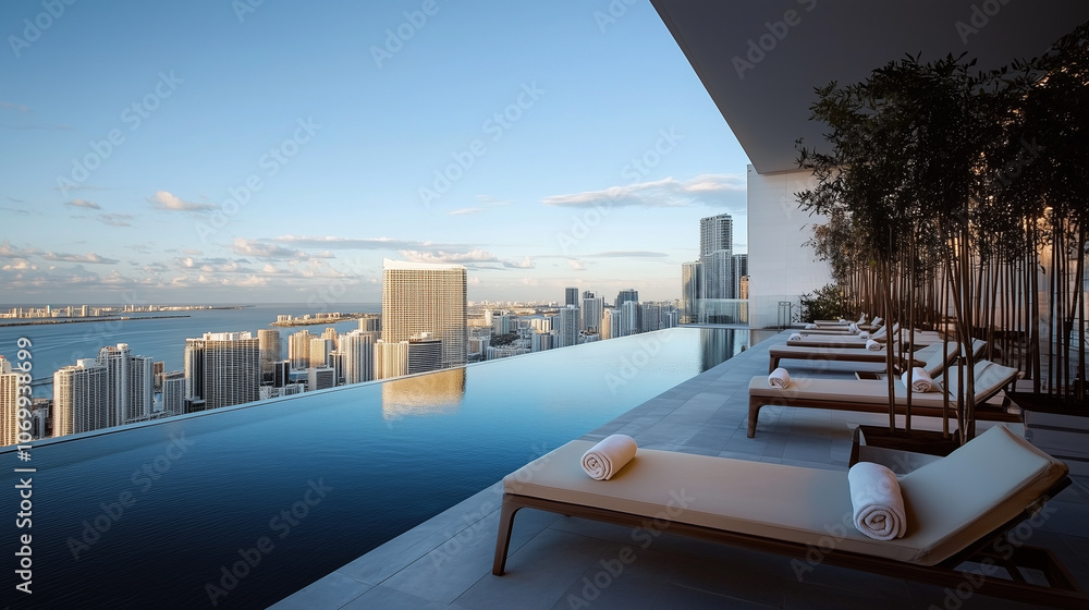Fototapeta premium Exclusive Rooftop Pool with Skyline Views at a 5-Star Hotel