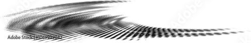 Melted volumetric dotted halftone frame. Radial twisted rays. Vector.