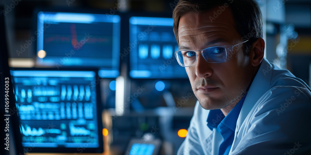 Focused Male Clinical Researcher