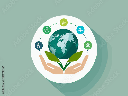 ESG concept icon for business and organization, Environment, Social, Governance and sustainability development concept with flat infographic design vector illustration