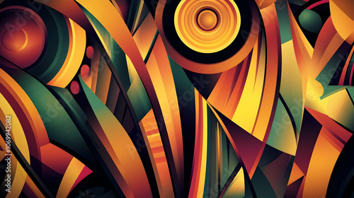 Wallpaper Mural Abstract geometric pattern with vibrant colors and bold shapes. Torontodigital.ca