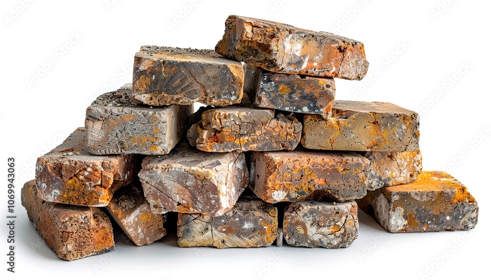 Old bricks isolated on transparent a white background Old bricks isolated on transparent a white background