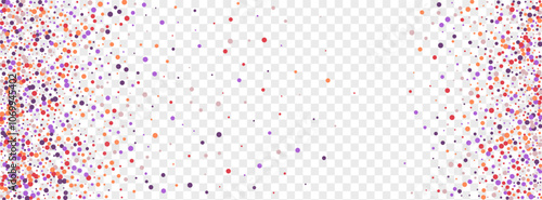 Bright Polka Background Transparent Vector. Element Party Texture. Rainbow Prize. Colorful Confetti Graphic. Round Celebrate Design.