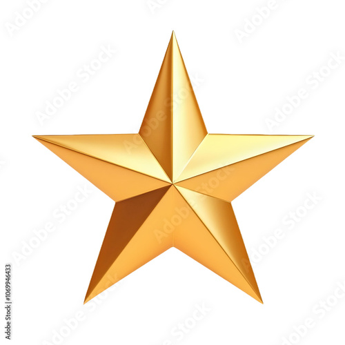 A 3D Golden, Five-Pointed Star Symbol in Metallic Finish