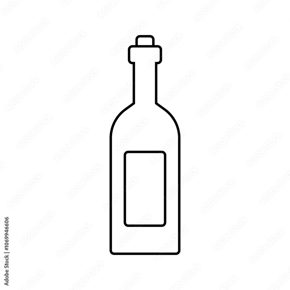 Wine bottle with cork and label line icon editable stroke winemaking concept Wine bottle with cork and label line icon editable stroke winemaking concept