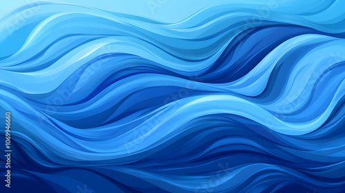 Abstract blue wave background with flowing liquid pattern.