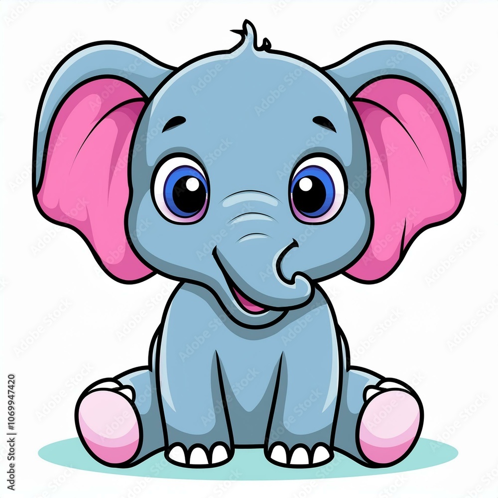 Cartoon cute baby elephant sitting Cartoon cute baby elephant sitting