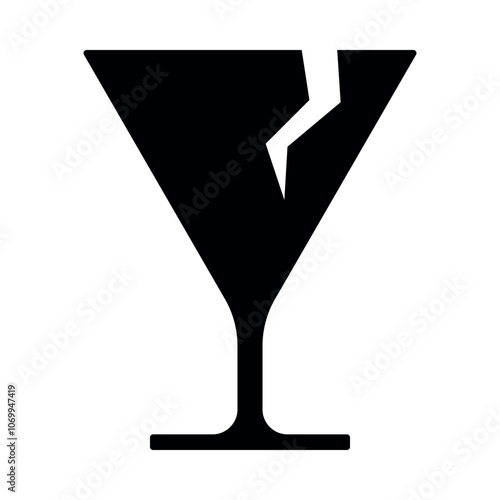 Fragile broken glass silhouette flat icon 