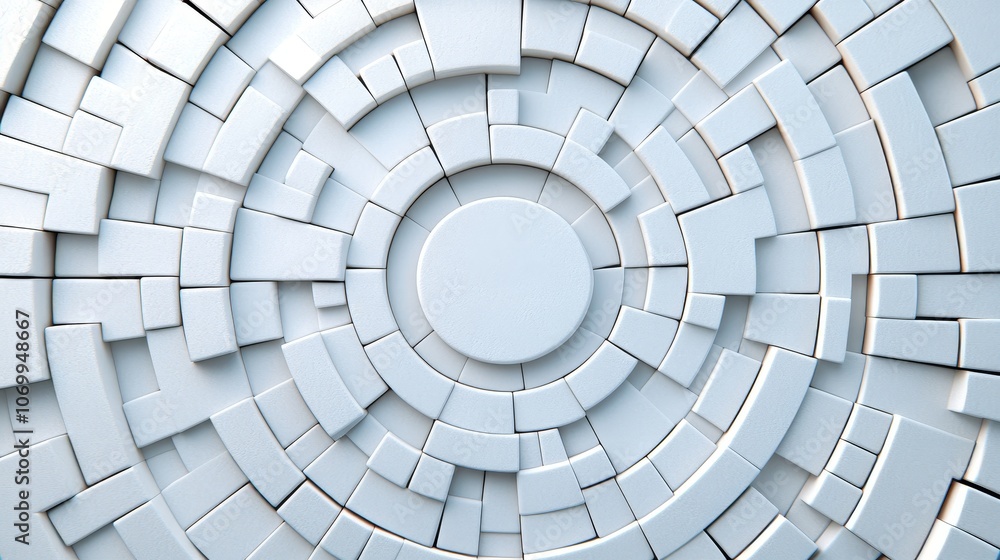 Naklejka premium Abstract White Geometric Pattern with Circular Shapes and Centered Circle