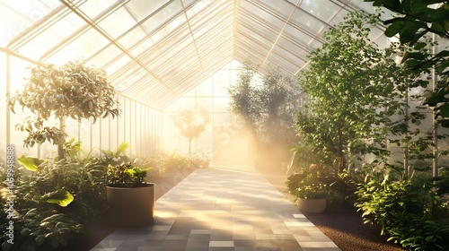 Wallpaper Mural Ethereal Botanical Sanctuary Geometric Greenhouse Immersed in Soft Morning Light Torontodigital.ca