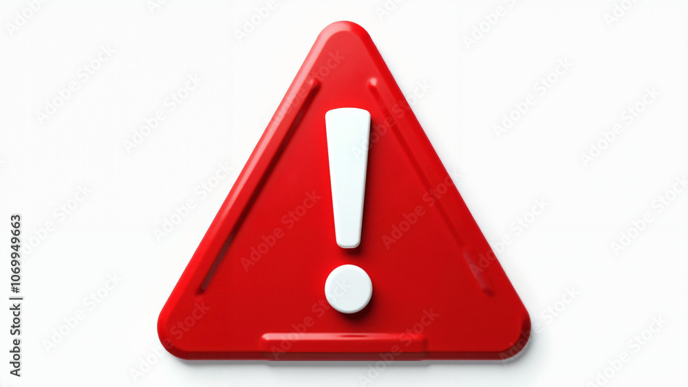 3D Red Triangular Warning Sign with Exclamation Mark: Ideal for Safety Campaigns, Alert Systems, and Risk Communication 3D Red Triangular Warning Sign with Exclamation Mark: Ideal for Safety Campaigns, Alert Systems, and Risk Communication