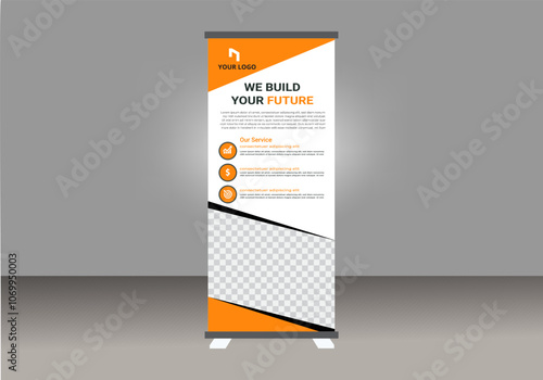 Business Rollup banner template, Roll up, display banner, x-banner vector ,Roll up banner stand for your company, Rollup advertisement banner.