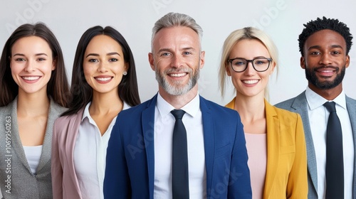 Smiling Diverse Coworkers at Work Together