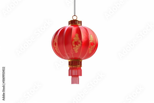 generated illustration of Red Chinese lantern on white background.