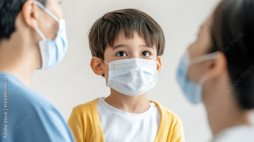 cute asian boy kid check-up and learning about preventive care