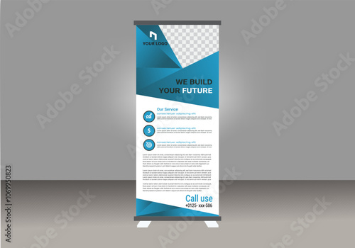 Business Rollup banner template, Roll up, display banner, x-banner vector ,Roll up banner stand for your company, Rollup advertisement banner.