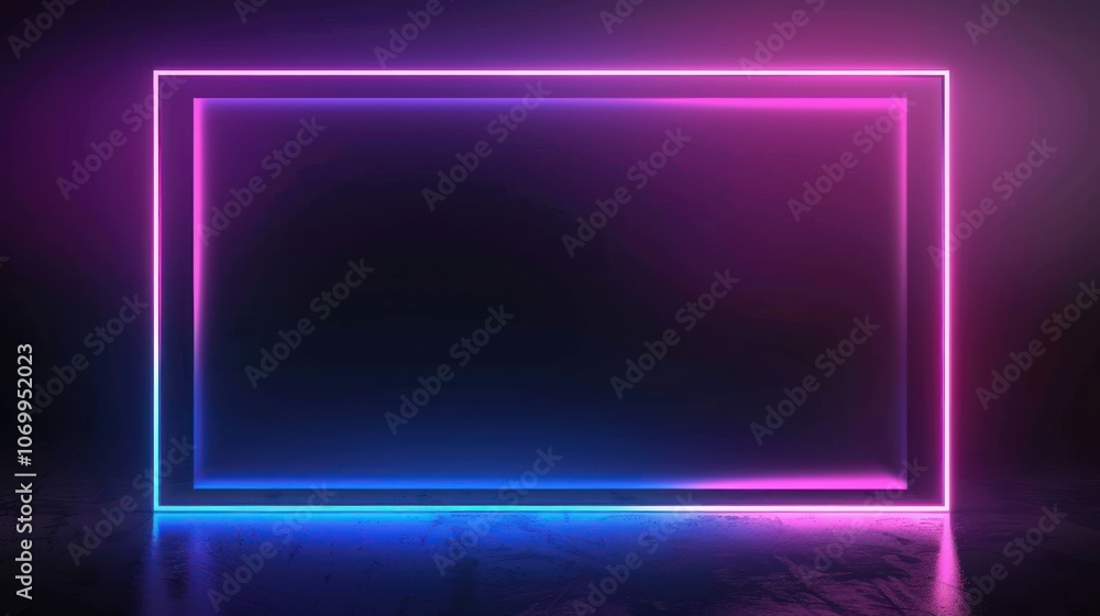 Neon Glow Frame on Dark Background Neon Glow Frame on Dark Background