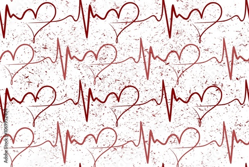 The seamless background with red hearts.