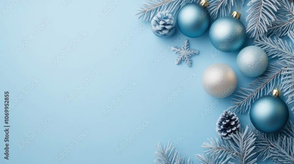 Blue Christmas background with ornaments Blue Christmas background with ornaments