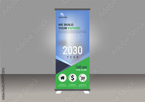 Business Rollup banner template, Roll up, display banner, x-banner vector ,Roll up banner stand for your company, Rollup advertisement banner.