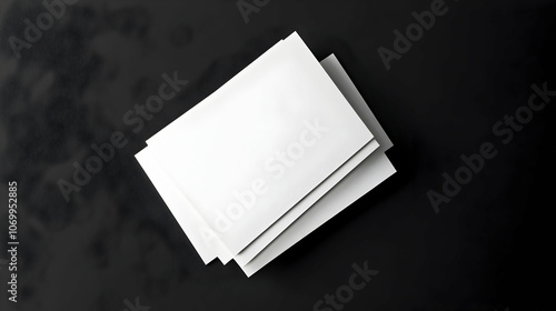 Three blank business cards stacked on a dark background, with room for text or design.