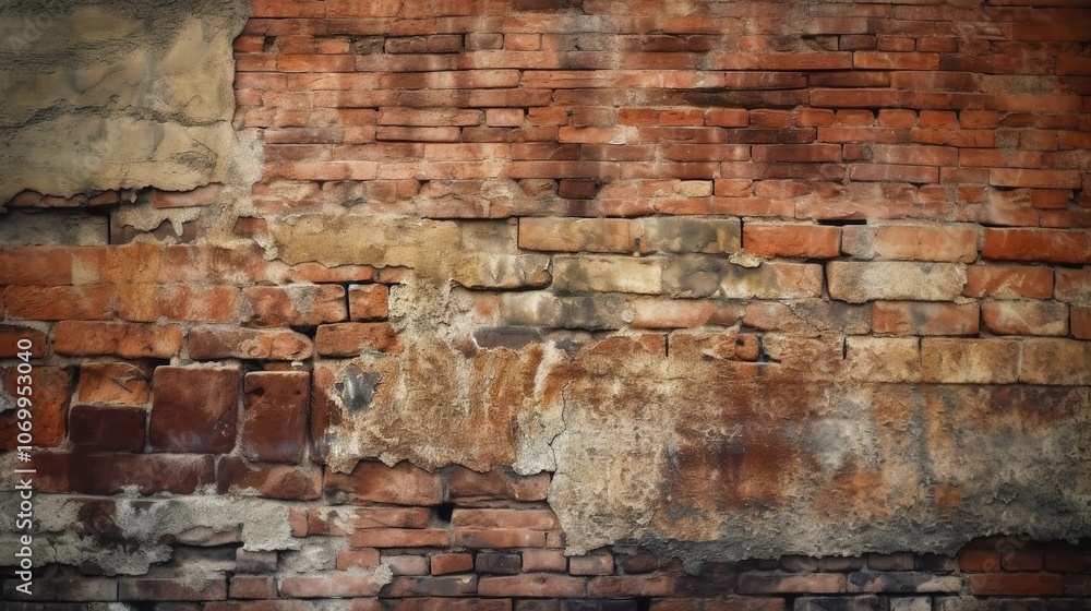 Textured Brick Wall with Weathered Surfaces Textured Brick Wall with Weathered Surfaces