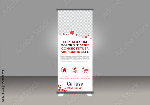 Business Rollup banner template, Roll up, display banner, x-banner vector ,Roll up banner stand for your company, Rollup advertisement banner.