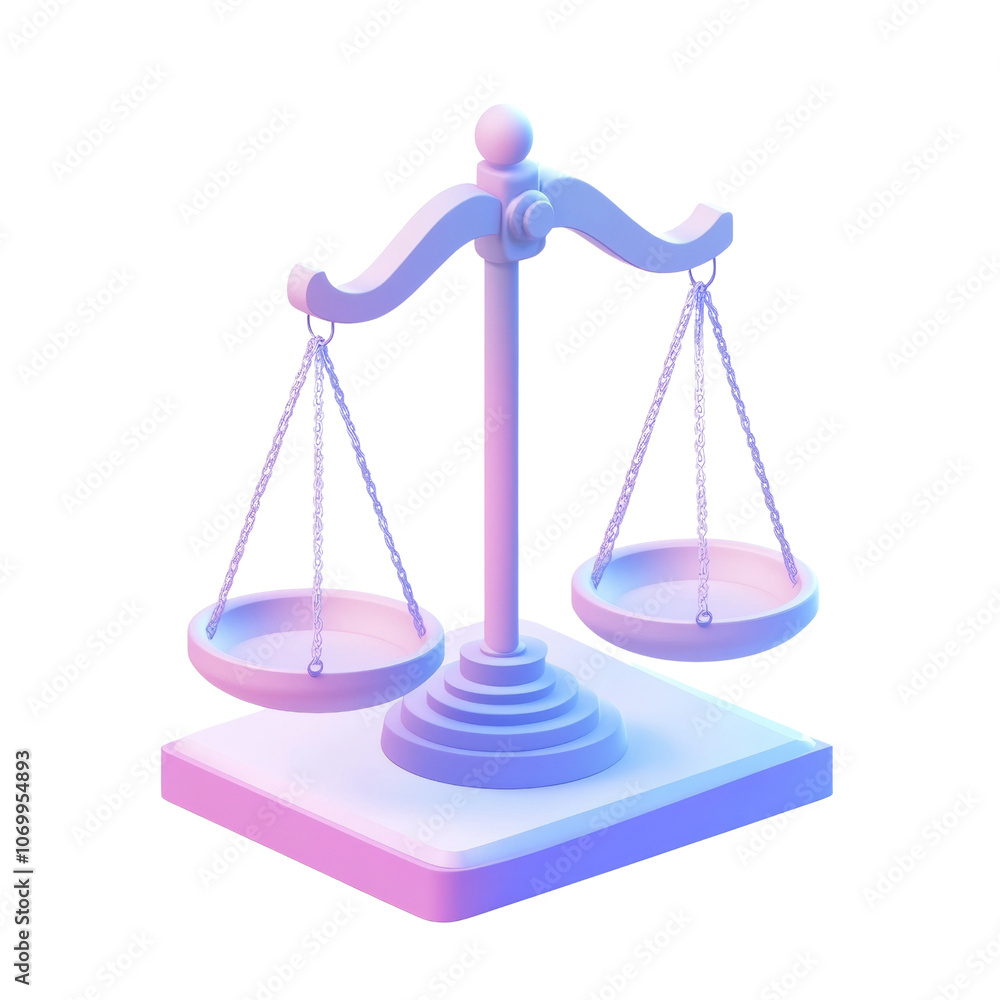 3D Scales of Justice Icon - Law and Balance Concept 3D Scales of Justice Icon - Law and Balance Concept