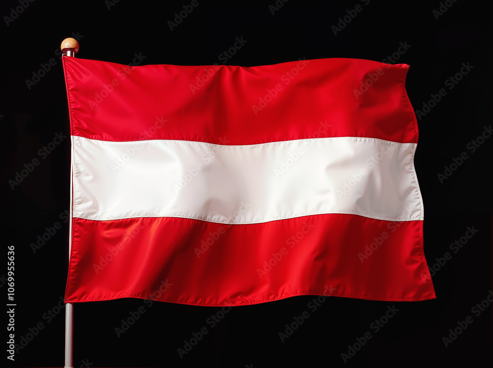 The flag of the country Austria on a black background. The flag of the country Austria on a black background.