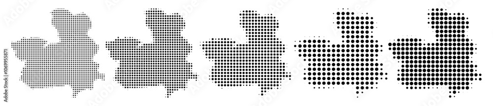 Fototapeta premium Castile–La Mancha Spain map halftone in different sizes