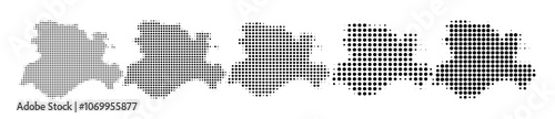 Castile and Leon Spain map halftone in different sizes