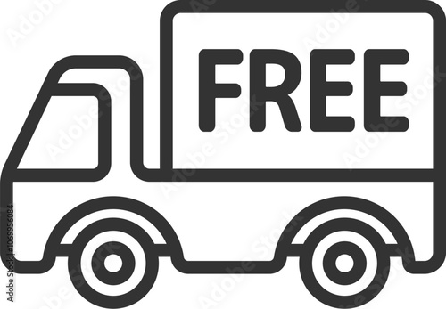 送料無用（FREE）のトラックのアイコン（線画）のイラスト